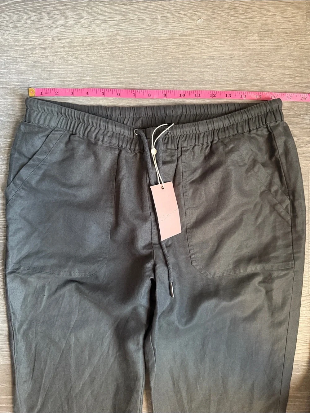 NEW quince organic cotton linen straight leg pant charcoal Large